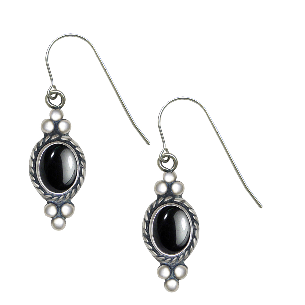Sterling Silver Hematite Gemstone Drop Dangle Earrings